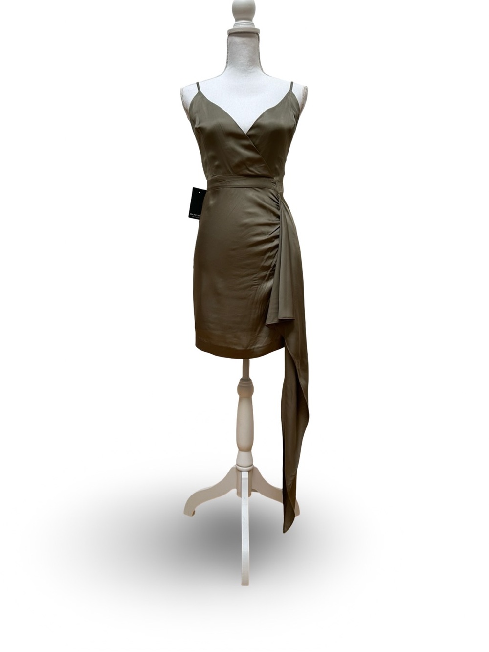 Marciano Olive Green Asymmetric Draped Mini Dress Size 2